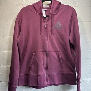 REEBOK Women's Casual Purple Full Zip Sweater Hoodie size Large